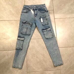 SHEIN EZwear Women's Sexy Skinny Stretch Denim Jeans, Blue
